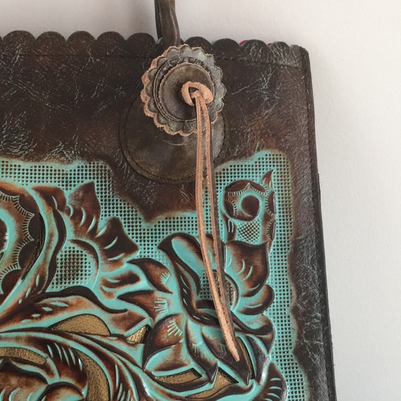 patricia nash turquoise tooled cavo tote